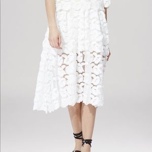 Maje white floral embroidered midi dress size 34